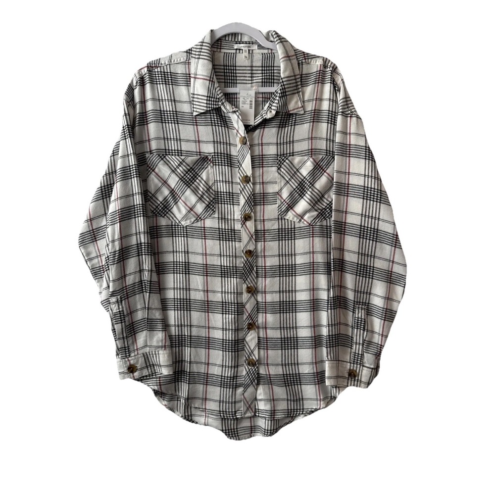 Maurices NWT Plaid Metallic Soft Button Up Flannel Womens Plus 0X Boyfriend Boho